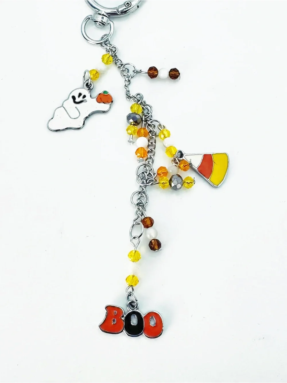 Halloween Ghost & Candy Charm Keychain for Kids - Orange/Yellow